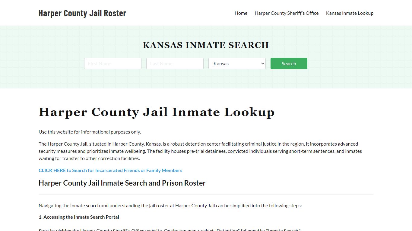 Harper County Jail Roster Lookup, KS, Inmate Search