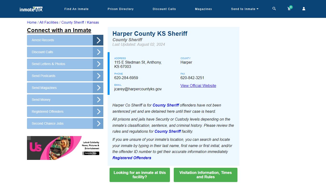 Harper County KS Sheriff & Arrest Search - InmateAid